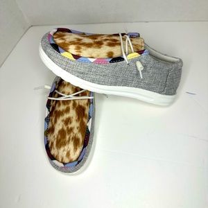 HEY DUDE STYLE COW HIDE SLIP ON SNEAKERS